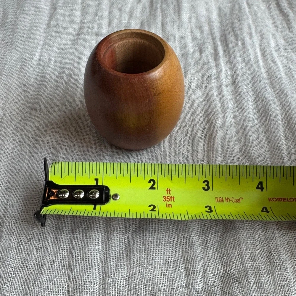 Carob Wood Holder '97 Small Vessel‎ Trinket Dish Vase Bud Bowl Signed